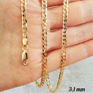 Real 10K Gold Cuban Curb Chain 20 inch 3 mm, Stamped 10K ITALY for Authenticity